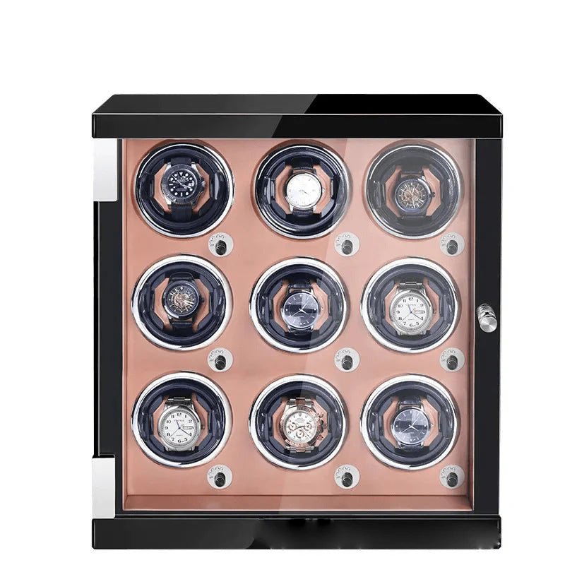 WATCHMATIC Bruno Brown Luxury Watch Winder - 9 Slots 14:200006151Black  Brown-9;5:201452367Vertical type D - WatchMatic